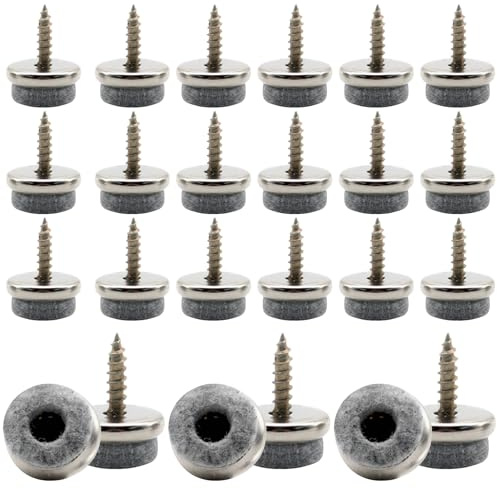 Qwrqwr 40 Stück Filzgleiter zum Schrauben 22 mm Filzfüße für Stuhlbeine mit Nagel Stuhlbeinschoner Extra Starke Möbelgleiter für Parkett und Holzboden