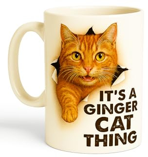 “It’s a Ginger Cat Thing” Funny Mug – 11oz Ceramic Coffee Cup with Realistic Orange Tabby Design – Gift for Cat Lovers & Pet Parents