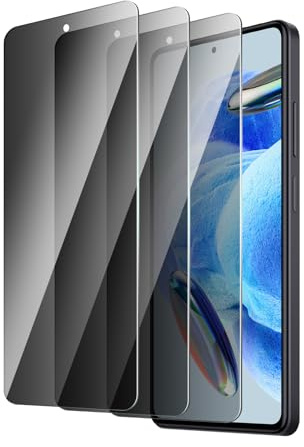 QZYWIKA Protection écran pour xiaomi redmi note 12 pro, Anti espion 3 Pièces, Film en verre trempé de dureté 9H Anti-Rayures Anti-Empreinte Installation Facile