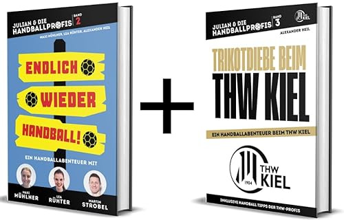 JULIAN & DIE HANDBALLPROFIS / Handball Kinderbuch Band 2 und 3 / Endlich wieder Handball! / Trikotdiebe bem THW KIEL / Handballbücher für Kinder - Buch Set