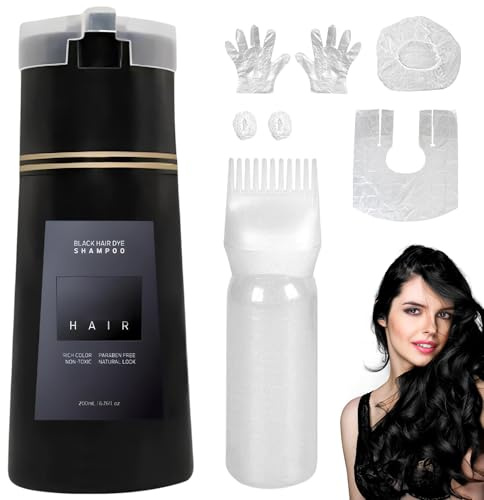 Black Hair Dye Shampoo Set, Instant Natural Plant Hair Dye Shampoo, Intense & Long-Lasting Color, Gentle on Hair & Scalp, Perfect for Men & Women