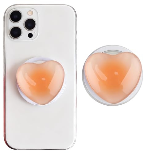 Magnetic Pop Up Socket, Heart Phone Grip with Expanding Kickstand 360 Adjustable Phone Ring Holder Grip for iPhone 17 16 15 14 13 Pro/Pro Max/Plus/Mini/Air (Orange)