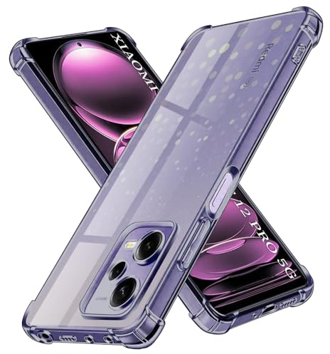 Techsuit für Xiaomi Redmi Note 12 Pro 5G Hülle mit Soft Touch, Vergilbungsfrei Material, Stoßfest, Luftkissen Ecken, Kabelloses Laden Kompatibel, Shockproof Clear Silicone, Rauchschwarz