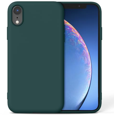 Nonional Silikon Hülle für iPhone Xr, Kameraschutz Stoßfest Kratzfest Dünn Handyhülle - Tannengrün