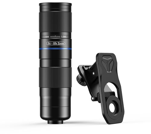 Jectse 5-10-faches Teleobjektiv für Smartphones, mit 150–300 Mm Optischem Zoom, Mehrschichtiger Beschichtung und Universeller Clip-On-Halterung, für Fotografie über Große Entfernungen,