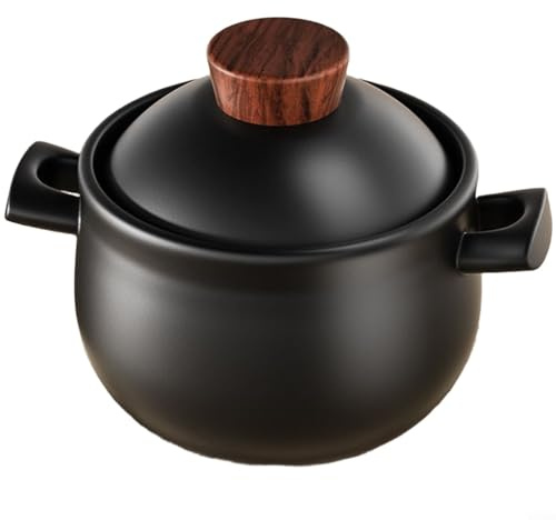 ComfyHarbor Casseruola in argilla, 3,6 l, resistente alla temperatura, pentola a cottura lenta per zuppe, stufati e riso in argilla, resistente al calore fino a 1300 °C, smaltata per superficie per