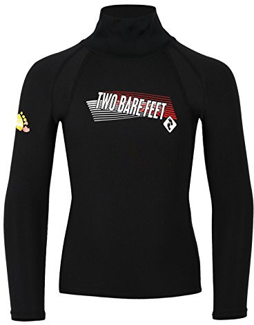 Two Bare Feet Kids Thermal Fleece Lined Rash Vest Long Sleeve - UV50 Protection Surf Base Layer, Wetsuit Swimming Tops for Surfing (Large)