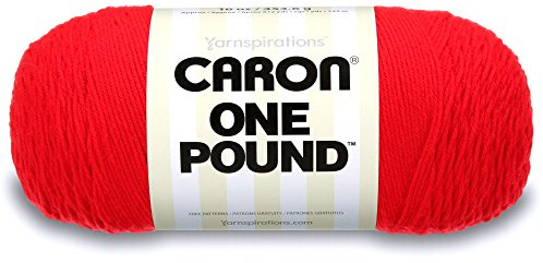 Caron One Pound Solids Yarn, 16oz, Gauge 4 Medium, 100% Acrylic - Scarlet- For Crochet, Knitting & Crafting ( 1 Piece )