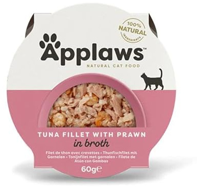 Applaws Cat Tender Tuna Fillet with Prawn, Schälchen, 10 x 60 g