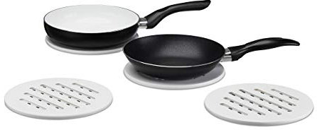 Relaxdays 10023265 Topfuntersetzer 4er Set, Holzuntersetzer aus Bambus, Unterlage f. Töpfe u. Pfannen, Tischschoner 20 cm Ø, weiß