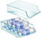 mDesign Range-Bouteilles en Plastique en Lot de 2 – Support à Bouteilles, pour Stockage de Bouteilles de vin, d'eau et Autres Boissons – pour Plan de Travail ou Placard de Cuisine – Bleu Clair