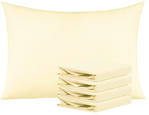 NTBAY 4 Pack Brushed Microfiber Standard Pillowcases, 50x75 cm, Ivory