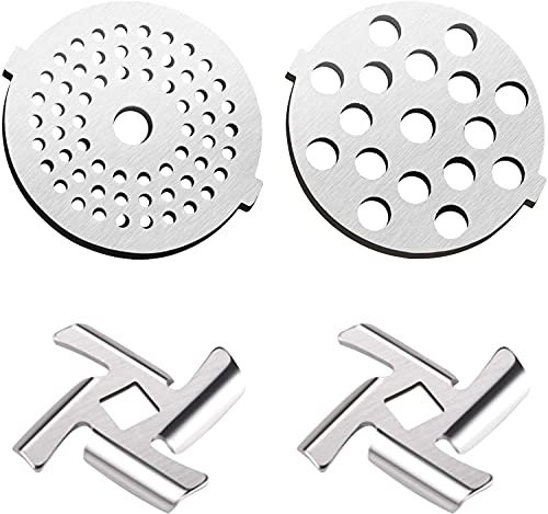 SHEAWA Kit de Remplacement pour Hachoir Viande Électrique 2Pcs Lame de Hachoir à Viande 2PCS Plaques de broyage 5# 7#