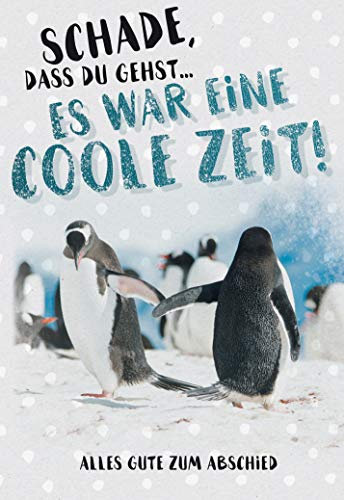 KE - Abschiedkarte für Arbeitskollegen/Kollege/Kollegin, mit Umschlag, DIN B6, Karte/Geschenk zum Abschied, Auf Wiedersehen Karte, Motiv: Pinguin