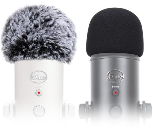 SUNMON Blue Yeti Pop Filter, Blue Yeti Microphone Covers Foam and Yeti Mic Furry Foam, Pop Filter for Blue Yeti Pro USB Condenser Microphone, Indoor Outdoor Pop Filter for Microphone(2 Pack)