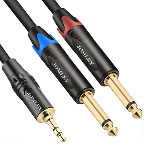 JOMLEY Cavo Audio Jack 3,5mm a Doppio 6,35mm Mono, 3,5 mm a 1/4 Splitter Cavo Mini Jack a Jack Cavo di Breakout Stereo Aux in per Collegare Smartphone, Tablet, Amplificatore -1 m