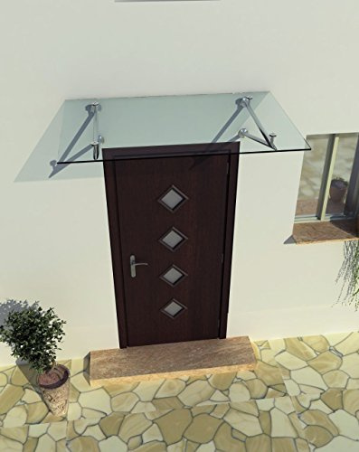 160 x 90 cm Glasvordach Vordach Türvordach Türdach Haustür Klarglas Glas Edelstahl VSG