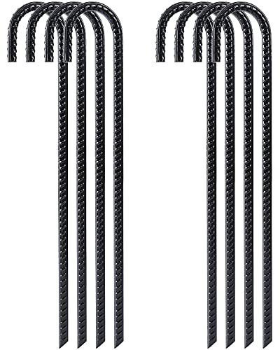 FEED GARDEN 16 Inch Rebar Stakes 8 Pack, Heavy Duty J Hook Ground Stakes