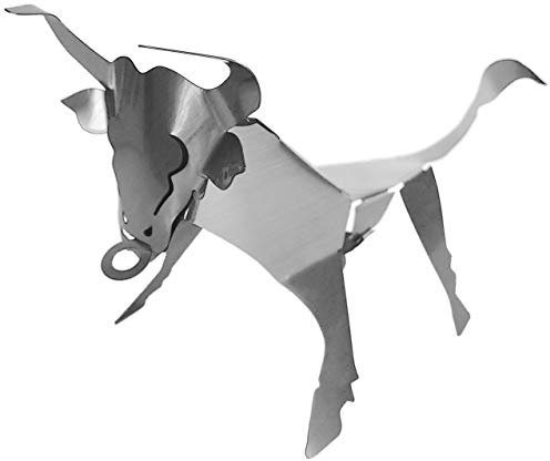 Designmanufaktur Edelstahl Skulptur - Stier - Pop-up 3D Figur - Tier Skulptur zum selber basteln | Wohnzimmer Deko Wohnzimmer Figuren Deko Wohnzimmer modern Wohnzimmer Deko modern