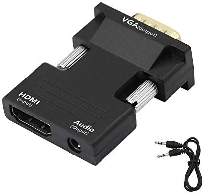 YACSEJAO Adaptateur HDMI vers VGA avec Audio 1080P HDMI Femelle VGA mâle Adaptateur convertisseur 3,5 mm Câble Audio pour Memory Roku, Ordinateur Portable, PC, projecteur, TV, Moniteur et Plus