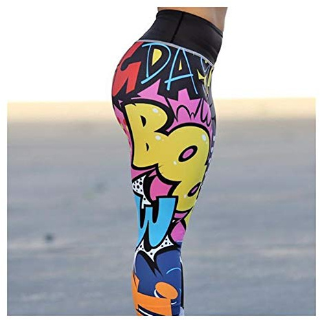 HXSZWJJ Frühling Herbst Leggings for Frauen Digitaldruck Cartoon Lustige Leggings Comic Hip Push Up Frauen Leggings (Color : 7311, Size : L)