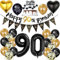 90 Geburtstag Deko Mann Frauen, Luftballon 90. Gold Schwarz Geburtstagsdeko 90 Jahre, Ballon Schwarz Gold Deko 90. Gold Schwarz 90 Jahr Geburtstagdeko