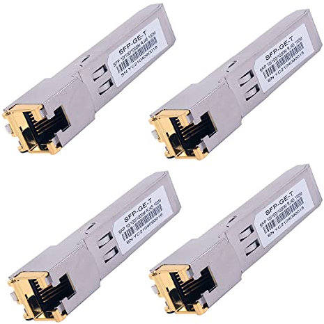 4PCS 1000BASE-T Gigabit SFP auf RJ45 Kupfer Ethernet Modular Transceiver für Cisco,Meraki,Ubiquiti,D/TP Link,Supermicro,Netgear,Broadcom, 1.25G SFP-T CAT5E/CAT6 bis zu 100m Mikrotik S-RJ01