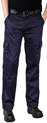 Ranger Workwear Cargo Work Trousers, Combat Style Tactical Work Pants in Black & Navy Blue. Built for Tradesmen, Ideal for Storing Tools, Designed with Maximum Durability. (Navy), 38W / 29L