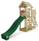 WICKEY Spielturm Klettergerüst JoyFlyer mit Holzdach & grüner Rutsche, Outdoor Kinder Kletterturm mit Sandkasten, Leiter & Spiel-Zubehör für den Garten