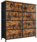 Nicehill Tall Chest of Drawers for Bedroom, Storage Drawer Organizer with 10 Drawers, Fabric Drawers for Closet, Living Room, Hallway, Entryway, Rustic Brown