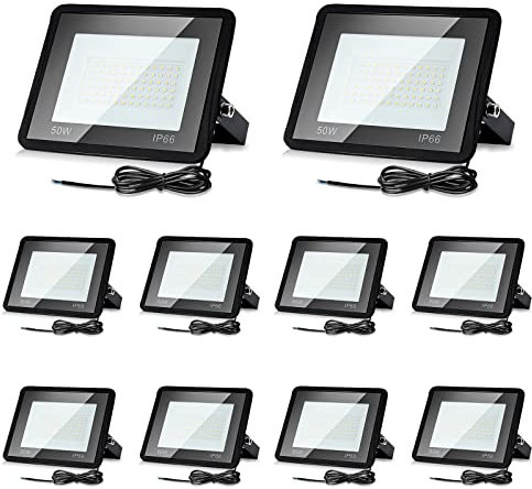 Izrielar Faretto LED 50W Impermeabile, 4250LM Proiettore Super Luminoso 3000K Bianco Caldo, IP66 per Esterni e Interni, Luce di Sicurezza per Applique per Giardino di Pasqua Decorazione del Cortile