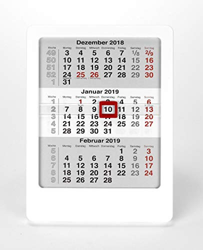 HiCuCo 3-Monats-Tischkalender für 2 Jahre (2027 + 2028) - Aufstellkalender - Vela - TypV (Weiß)