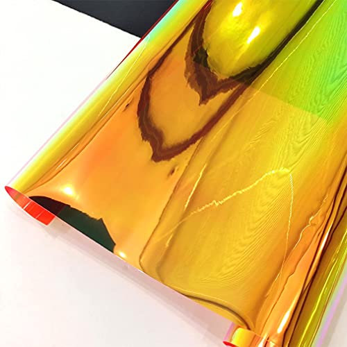 30cmx135cm Holografisches Vinylgewebe Rollen, schillernder transparenter PVC-Stoff, Wasserdicht Kunstleder Für Kunsthandwerk, DIY-Dekoration (Orange)