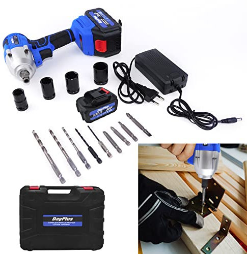 VickyHome Akku-Schlagschrauber, 310 Ft-lbs (450 Nm) 1/2 Zoll Schlagschrauber mit 4 Steckschlüsseln + 12 Treiberbits + 6,0 AH Akku, bürstenloser Motor, variable Geschwindigkeit