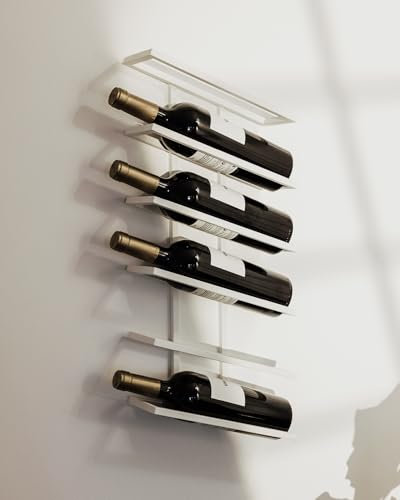 Metallbude Weinregal VINIA - Weiß - Minimalistisch, aus Metall mit Wandmontage - 6 Flaschen - Kratz-, Stoß- & Schlagfest - 27x9,5x62 cm