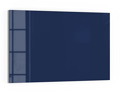 DEQORI Glas-Magnettafel | 90x60 cm groß | Unifarben - Dunkelblau | Memo-Board aus Glas | Magnetboard inkl. Magnete, Stift & Tuch für Küche & Büro | Tafel magnetisch & beschreibbar