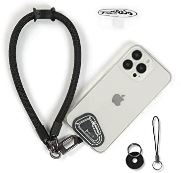 project-cb Handgelenkschlaufe handy,Handy Handykette Pads ×2, Handyhülle Halterung,Handgelenkschlaufe für Schlüssel, AirPods, Kamera(Schwarz, 30cm)