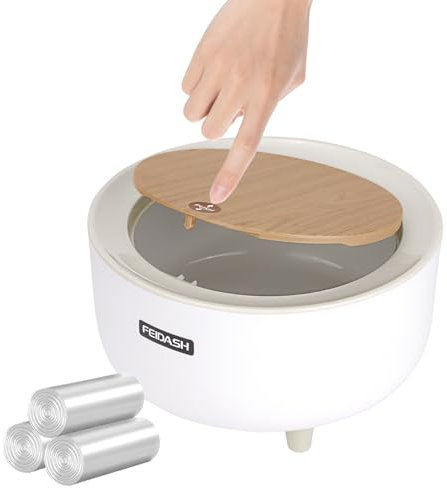 Desk Bin with Press lid, Bedroom Bin Small with 3 Rubbish Bags, Mini Office Desktop Dustbin 2 L, Rubbish Tiny for Bathroom Kitchen Living Room Desk Car