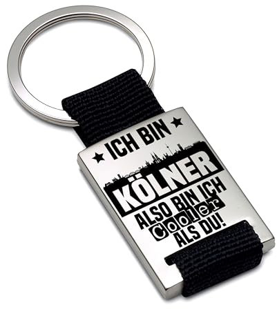 Lieblingsmensch Schlüsselanhänger mit Gravur | Ich bin Kölner also bin ich cooler als du! | Fußball Schlüsselanhänger für Köln Fan | Skyline deiner Stadt | hochwertige Lasergravur