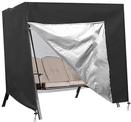 Hollywoodschaukel Abdeckung 3 Sitzer, Schutzhülle Winterfest 3-4 Sitzer, Wasserdicht Abdeckplane, Gartenschaukel, Schwerlast Abdeckung Hollywoodschaukel Abdeckplane für Gartenschaukel, 220x170x125cm