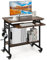 COSTWAY Mesa Escritorio con Ruedas, Escritorio Industrial con Bandeja Extraíble para Teclado, 3 Ganchos, Estante de Almacenamiento, Mesa de Ordenador 80 x 50 x 78 cm