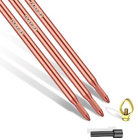 Nucraft Tiefenerder Erder Erdung Staberder, Ø20mm *3M SET Kohlenstoffstahl,0.2MM Rotkupfer Beschichtung mit Klemm
