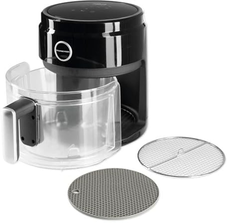 GOURMETmaxx Friggitrice digitale ad aria calda da 3,3 litri | AirFryer con cestino in vetro per un controllo visivo ideale | Frittura senza grassi con funzione timer per una cottura precisa | 1400 W