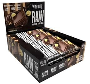 Warrior Raw Protein Bars – 12 x 75g Oat Bar Flapjacks – High Fibre, Low Sugar – Ideal Meal Replacement or Healthy Nutrition Energy Snacks – HFSS/GMP Certified – UK Made (Double Chocolate)