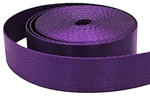 AnseTendance - 25mm 10 mètres de sangle en polyester brillant à chevrons pour créations couture anse bandoulière sac à dos à main banane tote-bag fait main couleur : violet