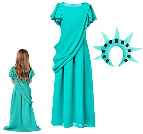 Lady Liiberty Dress Costume - Statue of Liiberty Cos Clothing, Liiberty Lady Dress | Amercan Liiberty Women Cosplay Costume