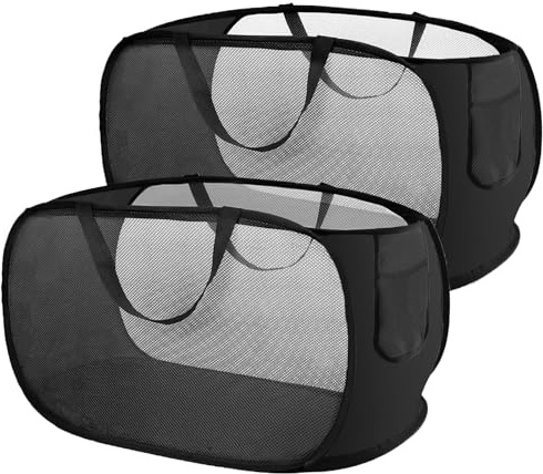 2 Pezzi Cesto Portabiancheria Pieghevole,Cesto Biancheria Sporca Salvaspazio,75L Cesta Porta Biancheria Pieghevole per Bagno,Viaggio,Camera dei Bambini (Nero + Nero)