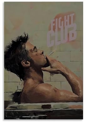 GHJOPAF Klassisches Vintage-Filmposter Fight Club auf Leinwand, Gemälde, Wandkunst, Bild, Heimdekoration, Druck für Schlafzimmer, Wohnzimmer, 40 x 60 cm, ungerahmter Stil