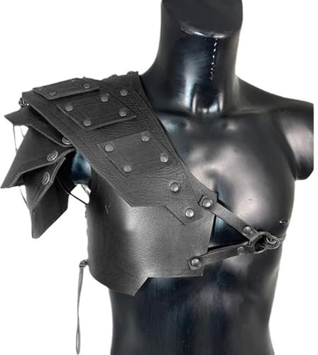 MDFCZXP Mittelalter Krieger Leder Schulter Leder Schulter Schulter Rüstung Krieger Wikinger Rüstung,Schwarz,30cm