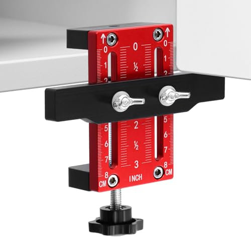 QWORK® Cabinet Door Installation Positioner, Aluminum Alloy, Adjustable Range 0-60 mm, Cabinet Door Mount Hardware Jig
